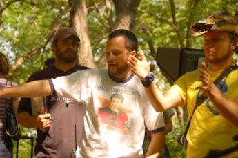 Todd Cobery, reenactment producer; Andy Awes, director; and Bo Hakala, cinematographer 